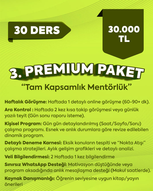 Özel Koçluk Paketi - Premium Paket